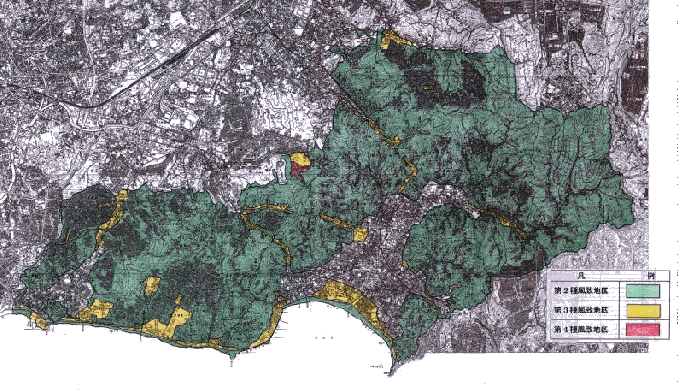 鎌倉市の風致地区概略図