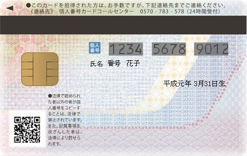 個人番号カード(裏)